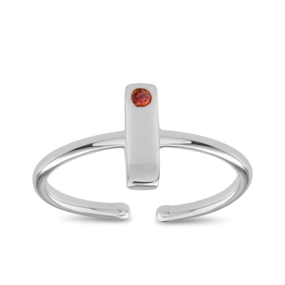 925 Sterling Silver “Elemental Ring” w/red crystal